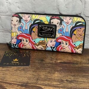Loungefly Disney Princesses Classic Zip Around Print Pebble Wallet Full Size 8"